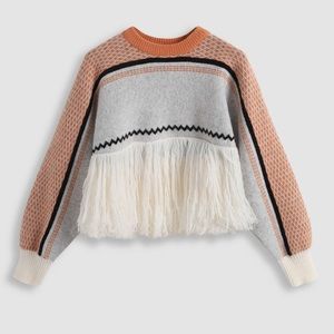 Brand new cropped fringe sweater